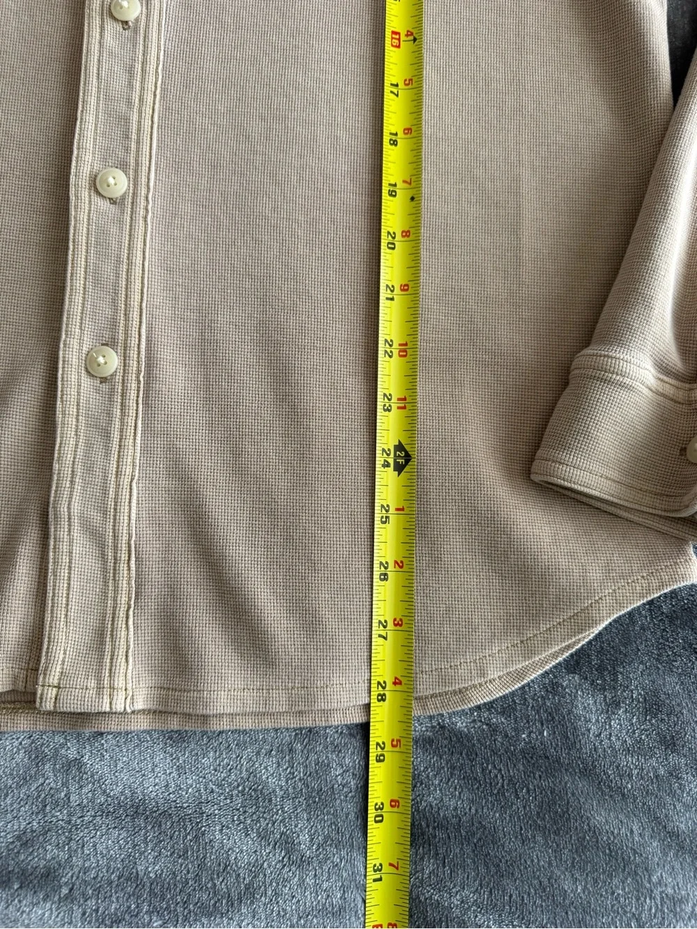 J. Crew Men's Cotton Waffle Shirt In Beige Size M Collar Long Sleeve Casual EUC